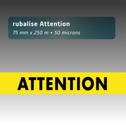 Rubalise plastique ATTENTION jaune 75 mm x 250 m - Signalisation sécurité